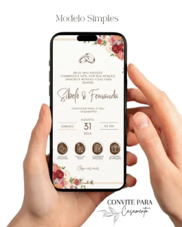 Convite de Casamento Interativo Vinho e Madeira