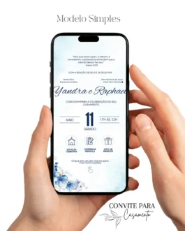 Convite de Casamento Interativo Azul