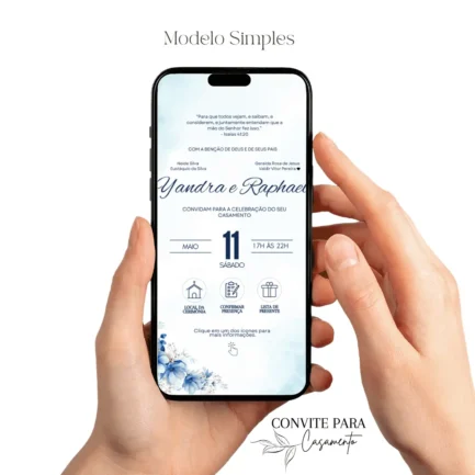 Convite de Casamento Interativo Azul