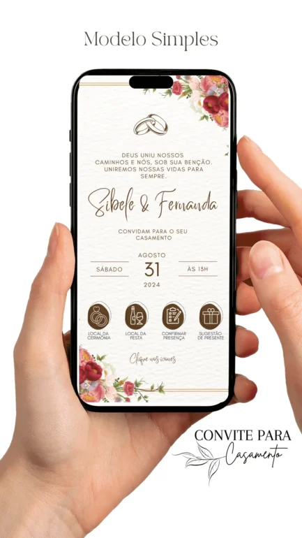 Convite de Casamento Interativo Vinho e Madeira - Image 2