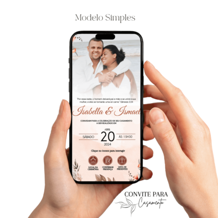 Convite de Casamento Interativo Terracota com Foto