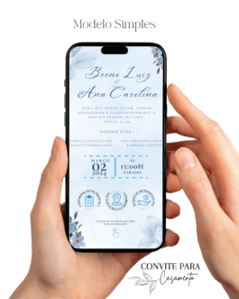 Convite de Casamento Interativo Azul Bebê
