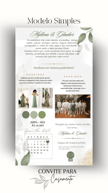 Convite de Casamento Interativo Virtual padrinhos 106 - Image 2