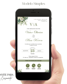 Convite de Casamento Interativo Verde e Branco