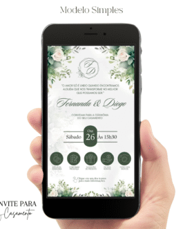 Convite de Casamento Interativo Verde e Branco
