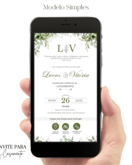 Convite de Casamento Interativo Verde e Branco