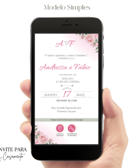 Convite de Casamento Interativo Rosa e Verde