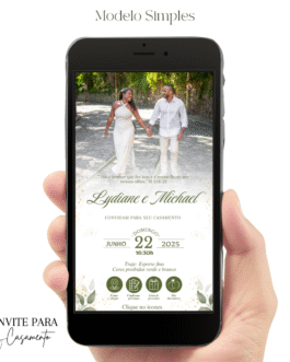 Convite de Casamento Interativo Verde Claro Com Foto