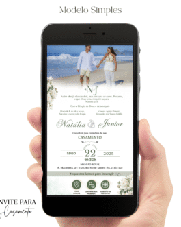 Convite de Casamento Interativo Verde e Branco
