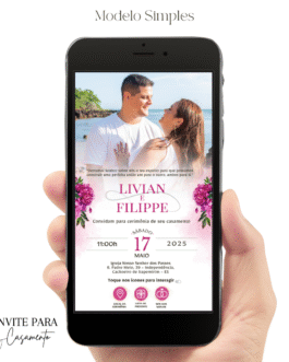 Convite de Casamento Interativo Pink Com Foto