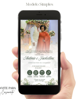 Convite de Casamento Interativo Verde Claro Com Foto