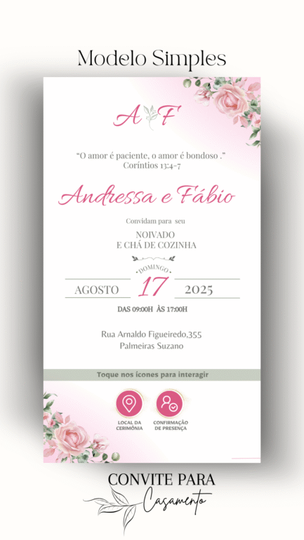 Convite de Casamento Interativo Rosa e Verde - Image 2