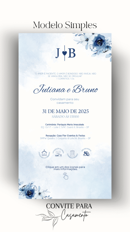 Convite de Casamento Interativo Azul Marinho Minimalista - Image 2