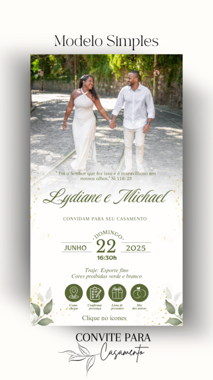 Convite de Casamento Interativo Verde Claro Com Foto - Image 2
