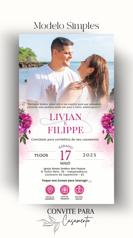 Convite de Casamento Interativo Pink Com Foto - Image 2