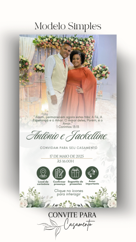 Convite de Casamento Interativo Verde Claro Com Foto - Image 2